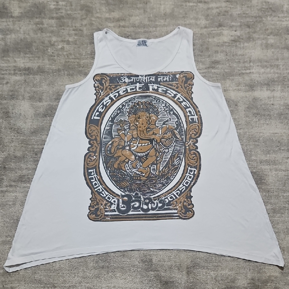 White Graphic Tank Top with Unique Design